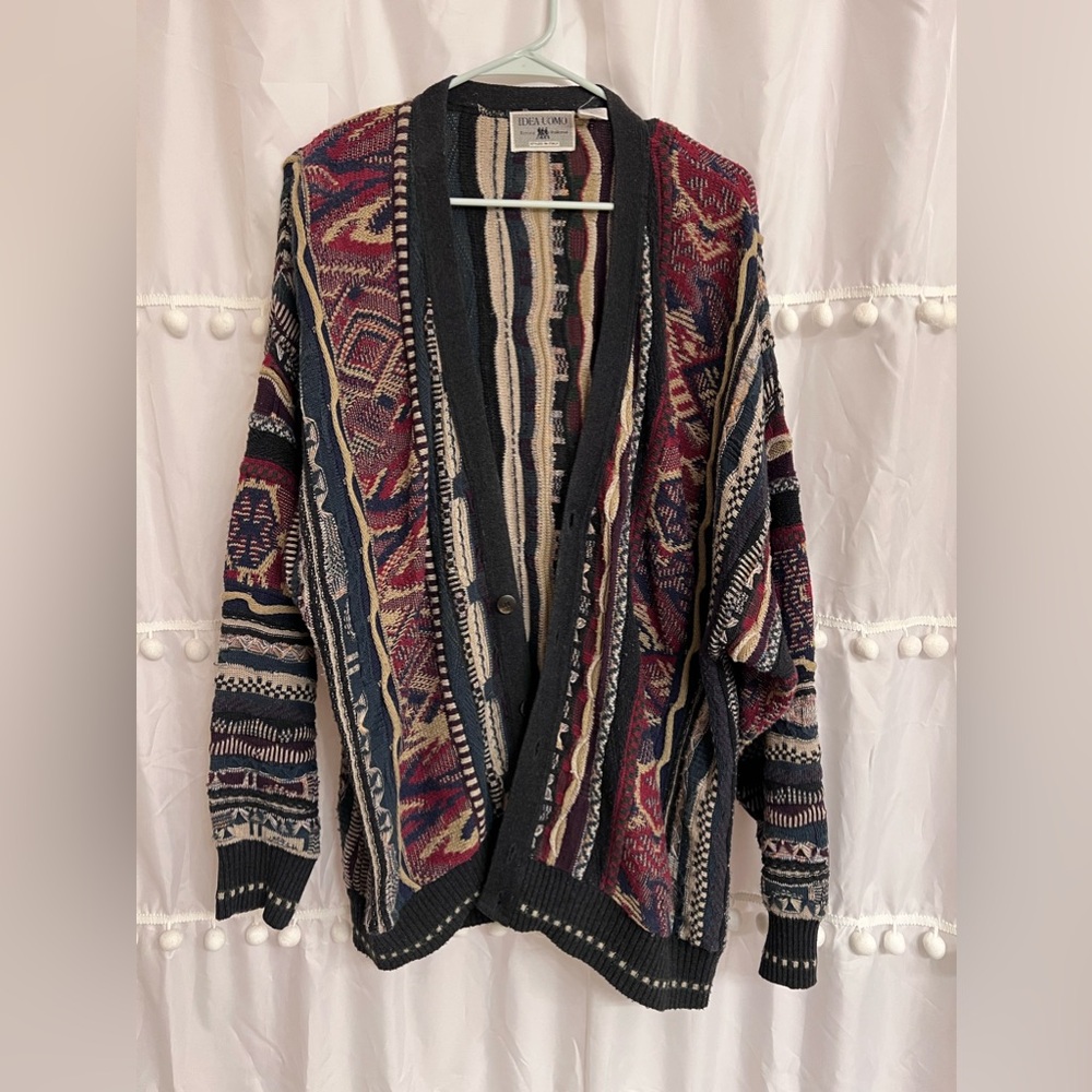 COOGI Style Vintage Chunky Knit Button Up Sweater Cardigan Size XL